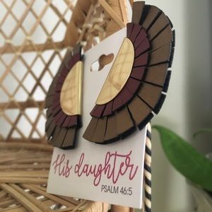 Gold + Bronze + Burgundy Fan Earrings